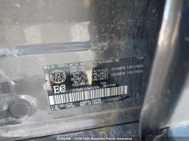 20282498 :رقم المزاد ، 2T35WRFV5SW257696 vin ، 2025 Toyota Rav4 Xse مزاد بيع