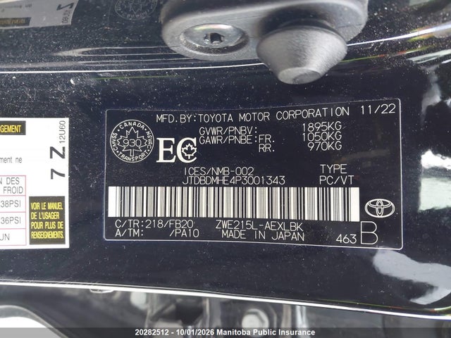 20282512 :رقم المزاد ، JTDBDMHE4P3001343 vin ، 2023 Toyota Corolla Le/se/night Shade مزاد بيع