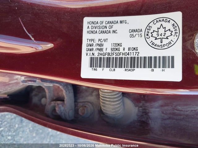 Honda CIVIC EX 2015 2HGFB2F50FH041172 Image 9