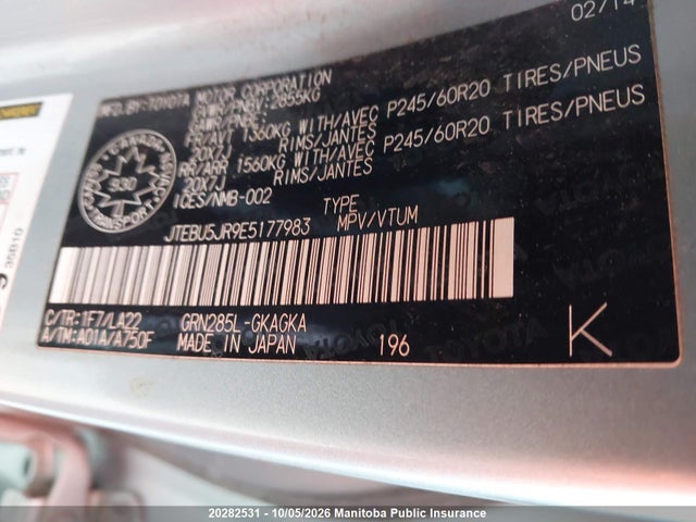 Продаж на аукціоні авто 2014 Toyota 4runner Sr5 V6, vin: JTEBU5JR9E5177983, номер лоту: 20282531