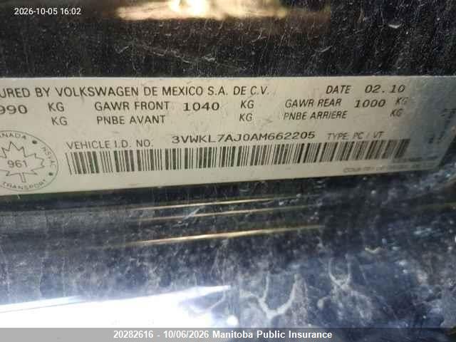 Продаж на аукціоні авто 2010 Volkswagen Golf 2.0 Tdi, vin: 3VWKL7AJ0AM662205, номер лоту: 20282616