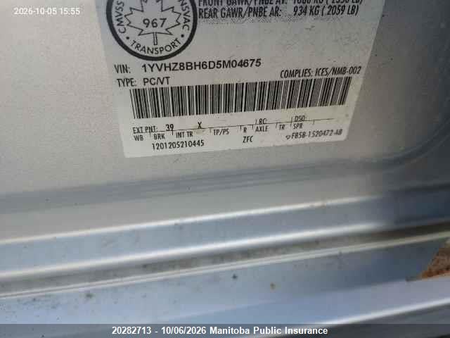20282713 :رقم المزاد ، 1YVHZ8BH6D5M04675 vin ، 2013 Mazda Mazda6 Gs-i4 مزاد بيع