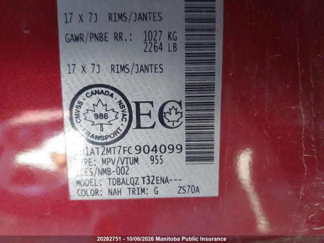 Aukcja sprzedaży 2015 Nissan Rogue Sv, vin: 5N1AT2MT7FC904099, numer aukcji: 20282751