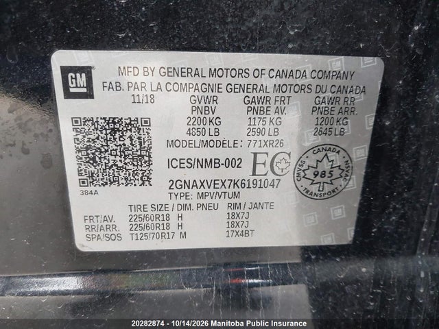 Chevrolet Equinox Lt 2.0t 2019 2GNAXVEX7K6191047 Image 9