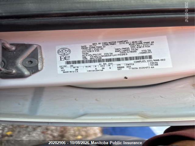Ford ESCAPE SE 2015 1FMCU9G9XFUC70263 Image 9