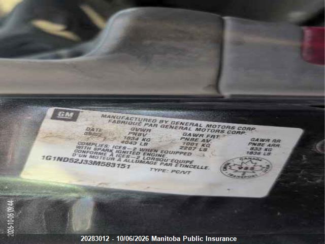 Продаж на аукціоні авто 2003 Chevrolet Malibu V6, vin: 1G1ND52J33M583151, номер лоту: 20283012
