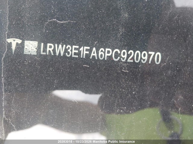2023 Tesla Model 3 Standard Range Plus 50 მანქანა იყიდება აუქციონზე, vin: LRW3E1FA6PC920970, აუქციონის ნომერი: 20283018