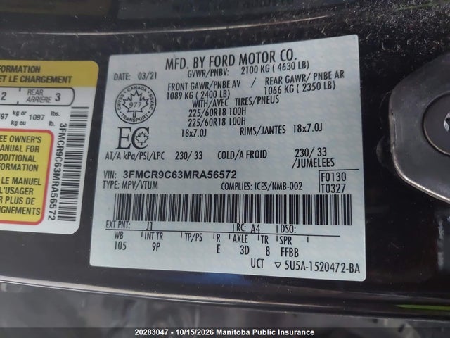 Ford Bronco Sport Outer Banks 2021 3FMCR9C63MRA56572 Image 9
