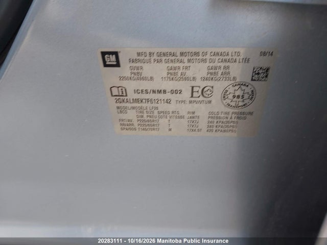 GMC Terrain Sle 2015 2GKALMEK7F6121142 Image 7