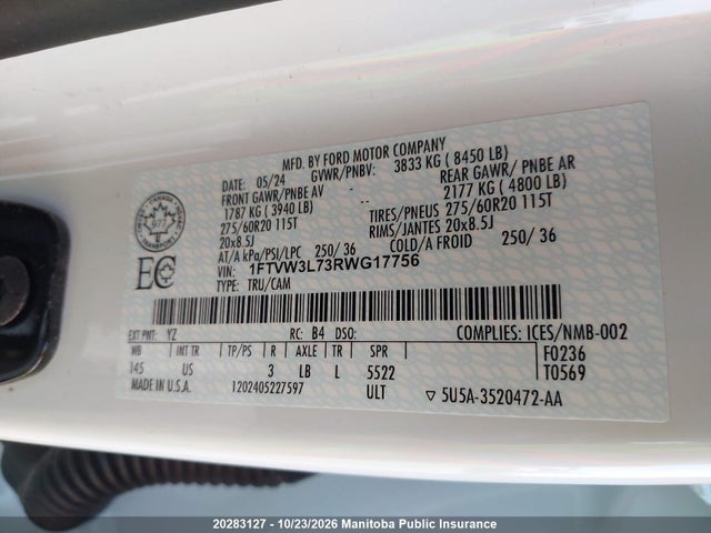 Ford F150 Lightning Flash Supercrw 2024 1FTVW3L73RWG17756 Image 9