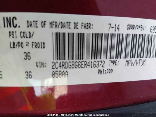 Dodge Grand Caravan Crew 2014 2C4RDGBG6ER416372 Image 9