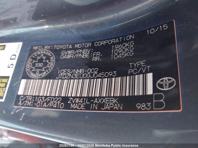 Aukcja sprzedaży 2016 Toyota Prius V, vin: JTDZN3EU0GJ045093, numer aukcji: 20283166