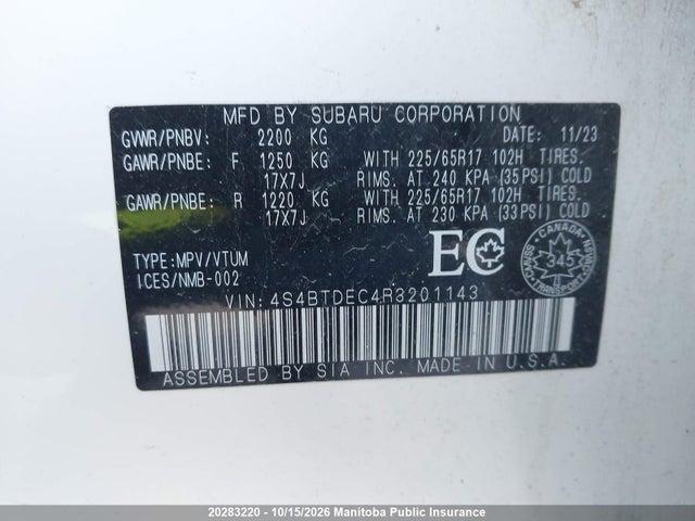 Subaru Outback 2.5i Touring 2024 4S4BTDEC4R3201143 Image 9