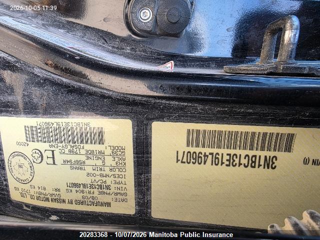 Aukcja sprzedaży 2009 Nissan Versa 1.8 S, vin: 3N1BC13E19L496071, numer aukcji: 20283368