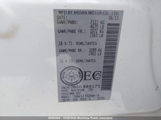 5N1AT2MV1FC888175 Nissan Rogue Sl