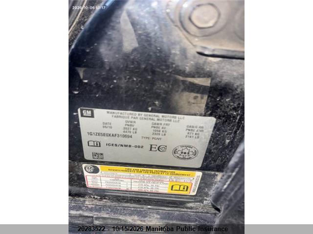 20283522 :رقم المزاد ، 1G1ZE5E0XAF310694 vin ، 2010 Chevrolet Malibu Ltz مزاد بيع