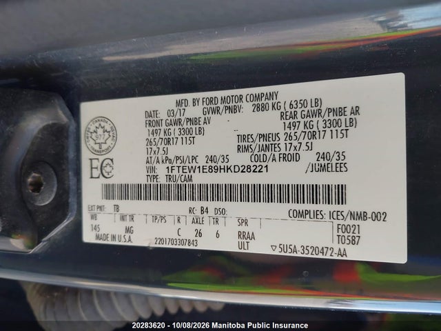 Ford F150 Xlt Supercrew 2017 1FTEW1E89HKD28221 Image 9