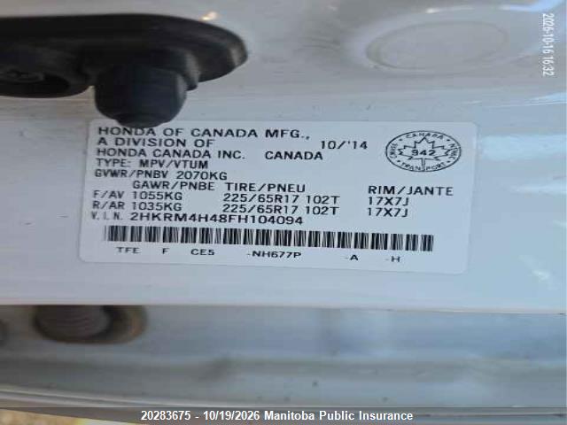 Honda CR-V SE 2015 2HKRM4H48FH104094 Image 9
