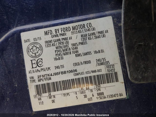 Ford EDGE SEL 2015 2FMTK4J95FBB10606 Image 9