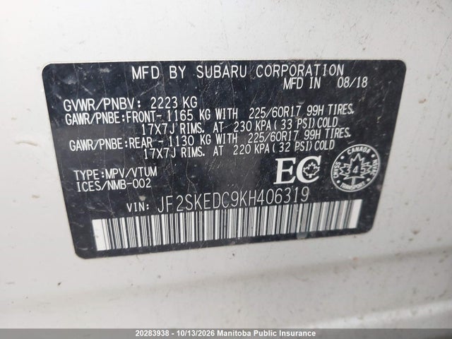 JF2SKEDC9KH406319 Subaru Forester 2.5i Limited