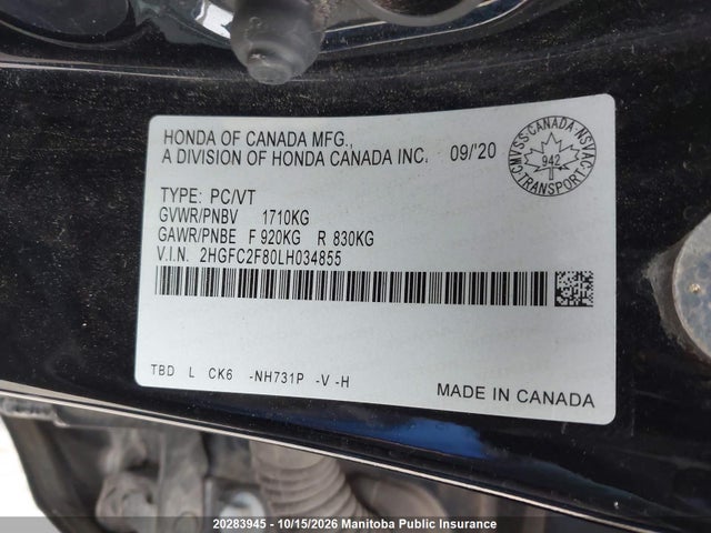 2HGFC2F80LH034855 Honda Civic Sport
