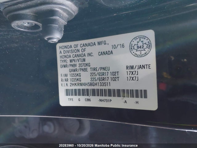 Honda CR-V EX 2016 2HKRM4H58GH133511 Image 9