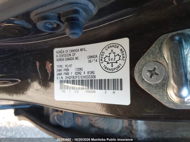 Honda Civic Lx 2014 2HGFB2F51EH033306 Image 9