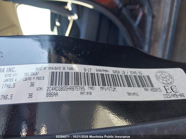 Dodge Grand Caravan Se 2017 2C4RDGBG5HR875705 Image 9