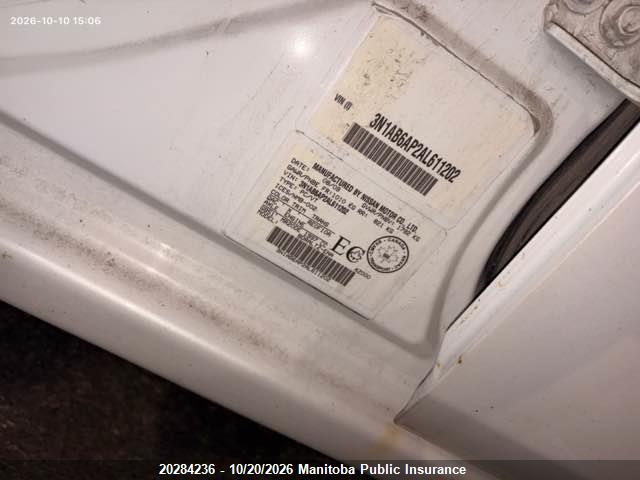 Продажа на аукционе авто 2010 Nissan Sentra 2.0 S, vin: 3N1AB6AP2AL611202, номер лота: 20284236