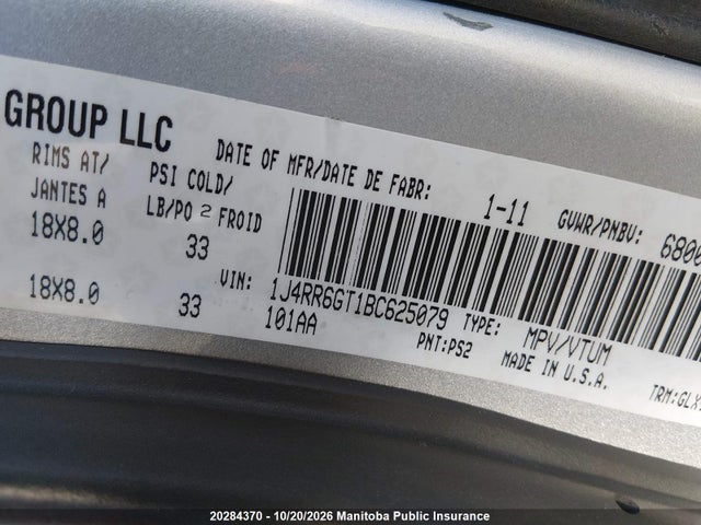 Aukcja sprzedaży 2011 Jeep Grand Cherokee Overland, vin: 1J4RR6GT1BC625079, numer aukcji: 20284370