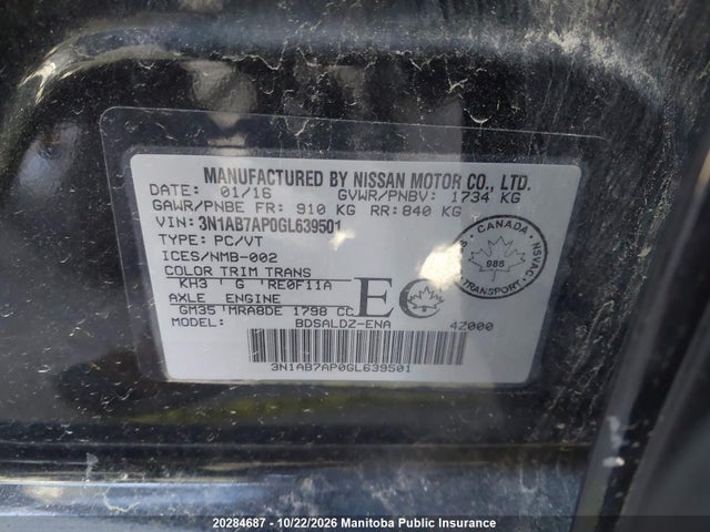 Nissan Sentra 1.8 Sv 2016 3N1AB7AP0GL639501 Image 8
