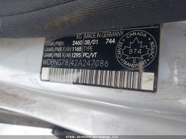 Продаж на аукціоні авто 2002 Mercedes-benz S 600 600, vin: WDBNG78J42A247086, номер лоту: 0