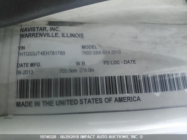 10746528 :رقم المزاد ، 1HTGSSJT4EH781789 vin ، 2014 International 7000 7600 مزاد بيع