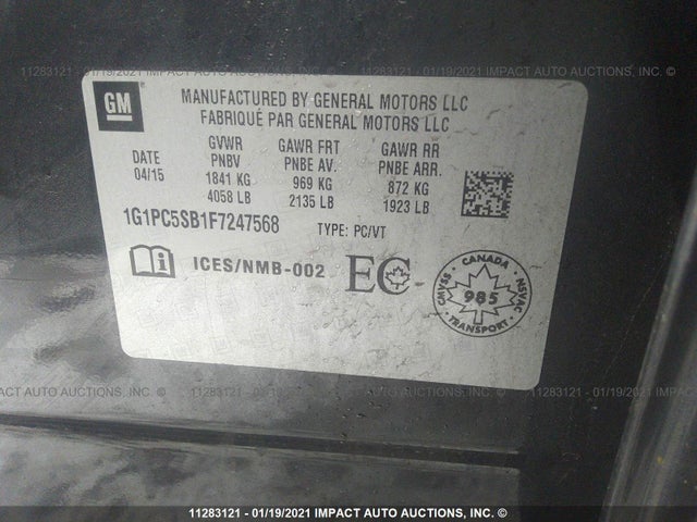 Chevrolet CRUZE LT 2015 1G1PC5SB1F7247568 Image 9