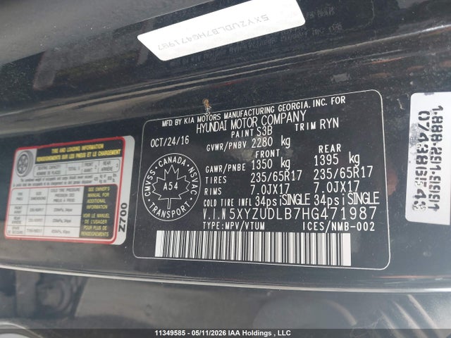 5XYZUDLB7HG471987 Hyundai SANTA FE SPORT