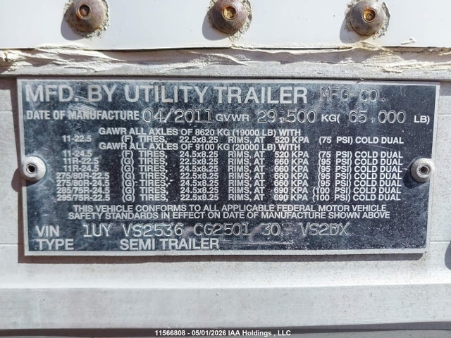 11566808 :رقم المزاد ، 1UYVS2536CG250130 vin ، 2012 Utility Trailer Mfg Trailer مزاد بيع