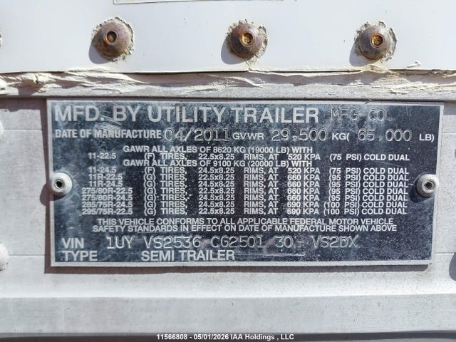 11566808 :رقم المزاد ، 1UYVS2536CG250130 vin ، 2012 Utility Trailer Mfg Trailer مزاد بيع