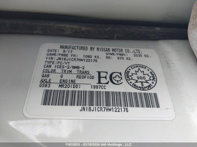JN1BJ1CR7HW122176 Nissan 2017