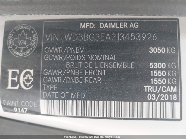 WD3BG3EA2J3453926 Mercedes-Benz m274