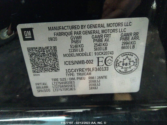 1GC4YREY9LF340133 Chevrolet l5p - di, duramax, gen 5, var. 1