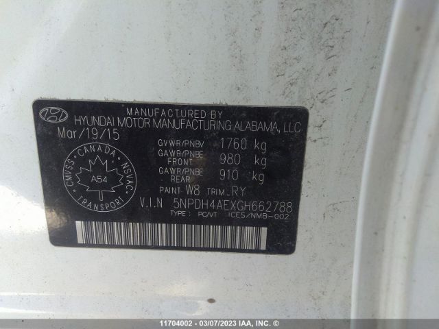 5NPDH4AEXGH662788 Hyundai dohc mpi nu