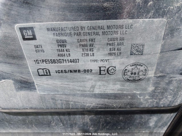 1G1PE5SB3G7114497 Chevrolet Cruze Limited Lt