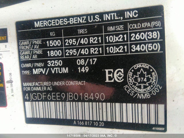 Mercedes-Benz Gls 450 4matic 2018 4JGDF6EE9JB018490 Image 9