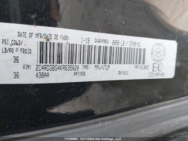 2C4RDGBG4KR635620 Dodge Grand Caravan
