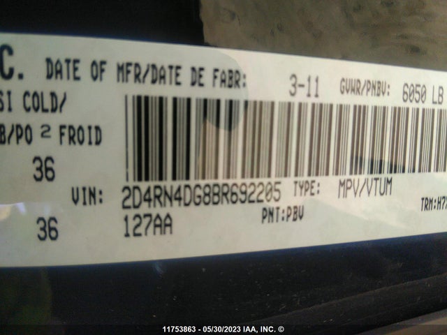 Aukcja sprzedaży 2011 Dodge Grand Caravan Express, vin: 2D4RN4DG8BR692205, numer aukcji: 11753863