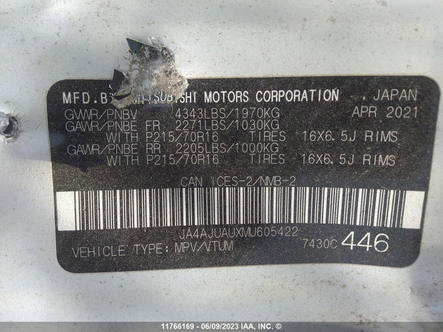 JA4AJUAUXMU605422 Mitsubishi mivec