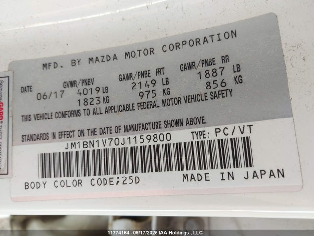 JM1BN1V70J1159800 Mazda pe