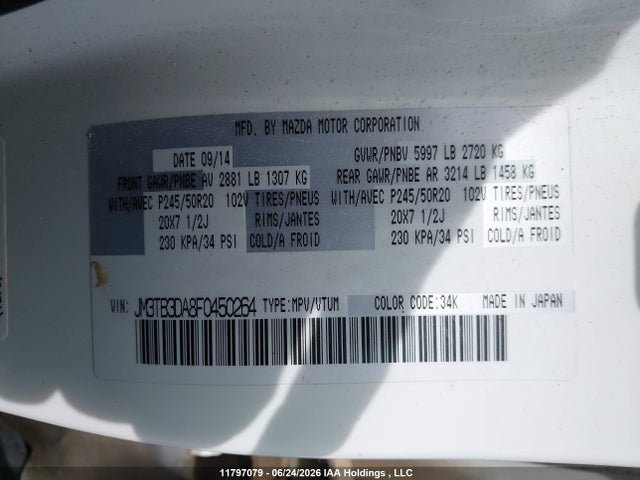 Mazda Cx-9 Grand Touring 2015 JM3TB3DA8F0450264 Image 9