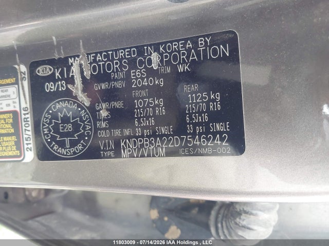 2013 Kia Sportage Lx მანქანა იყიდება აუქციონზე, vin: KNDPB3A22D7546242, აუქციონის ნომერი: 11803009