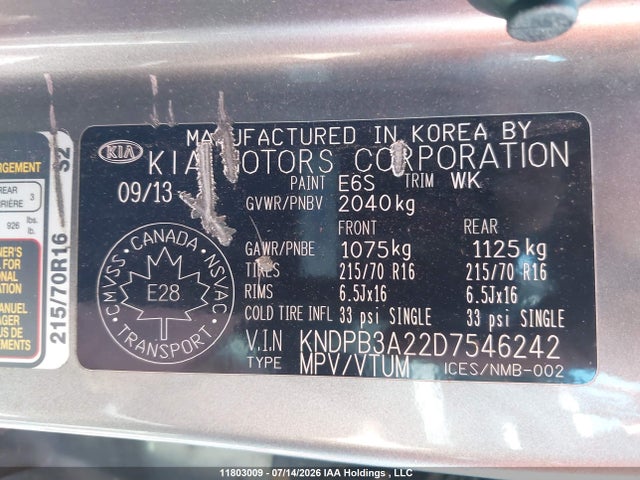 2013 Kia Sportage Lx მანქანა იყიდება აუქციონზე, vin: KNDPB3A22D7546242, აუქციონის ნომერი: 11803009